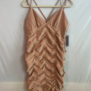 Rose Gold Girls Rouched Dress Short  Medium